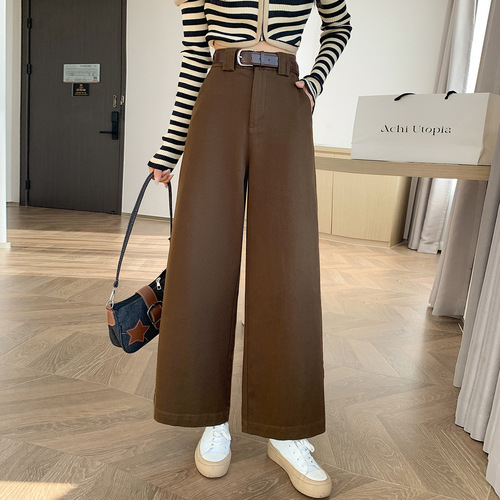 Photographed 9/10 Tencel Cotton Wide-Leg Denim for Women 2025 Spring New Arrival Loose and Slimming Straight Leg Pants