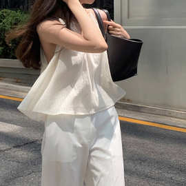 尺寸已更新 韩系INS夏季清凉褶皱V领 百搭松弛感吊带小背心图片色