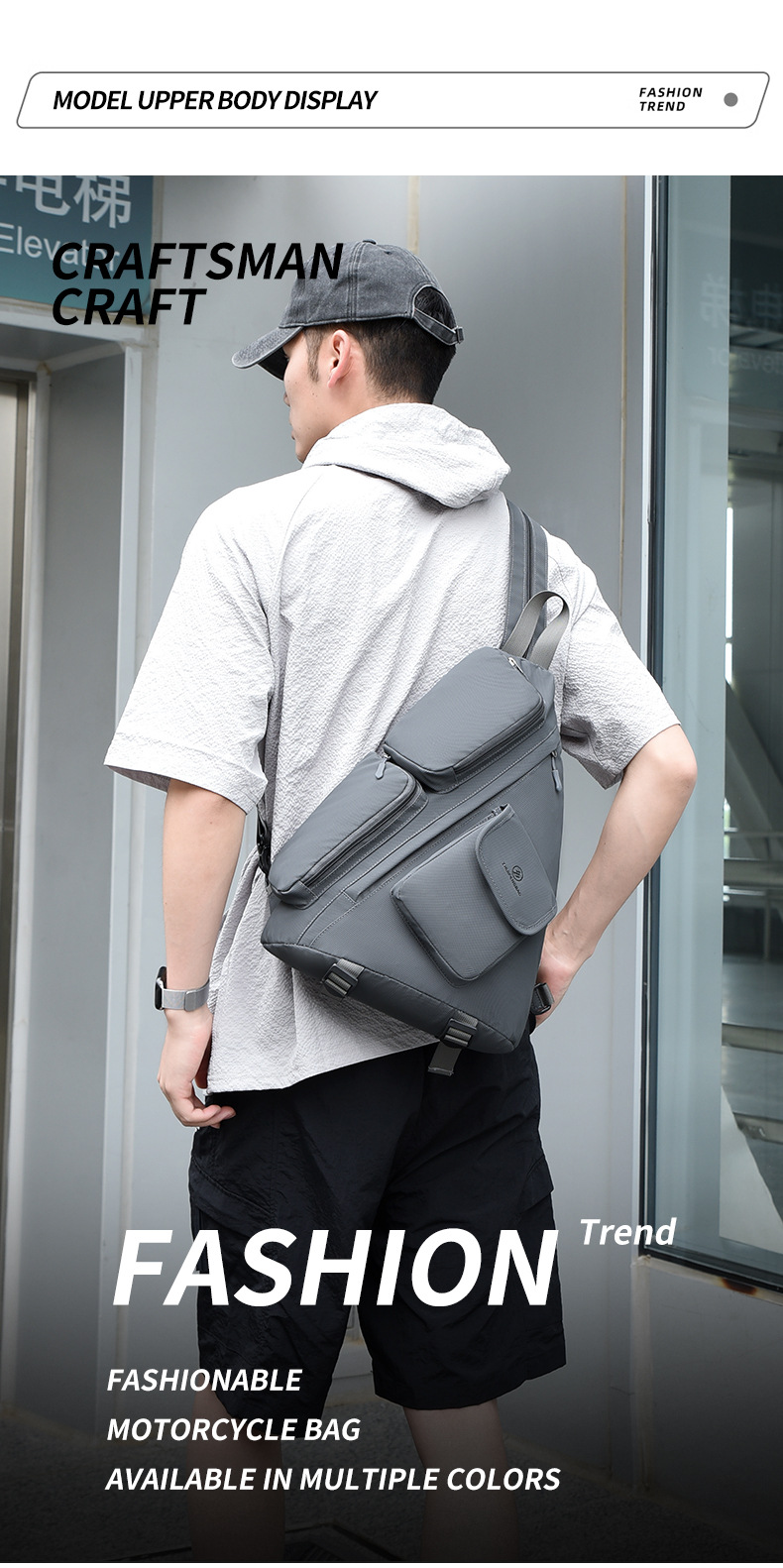 2025 New cross-border men's chest bag, casual men's bag, large-capacity retro multi-functional crossbody bag, soft leather single-shoulder bag undefined