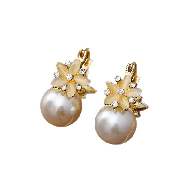 2026 nuevo estilo francés alto sentido de doble cara flores perlas pendientes de lujo ligero estilo versátil temperamento suave auriculares image 6