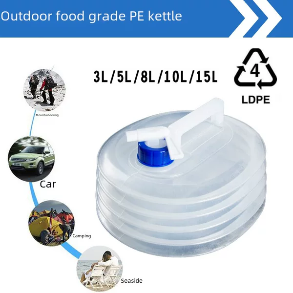 PE folding water bag telescopic bucket food grade outdoor portable emergency storage water bottle car camping 3L-15L