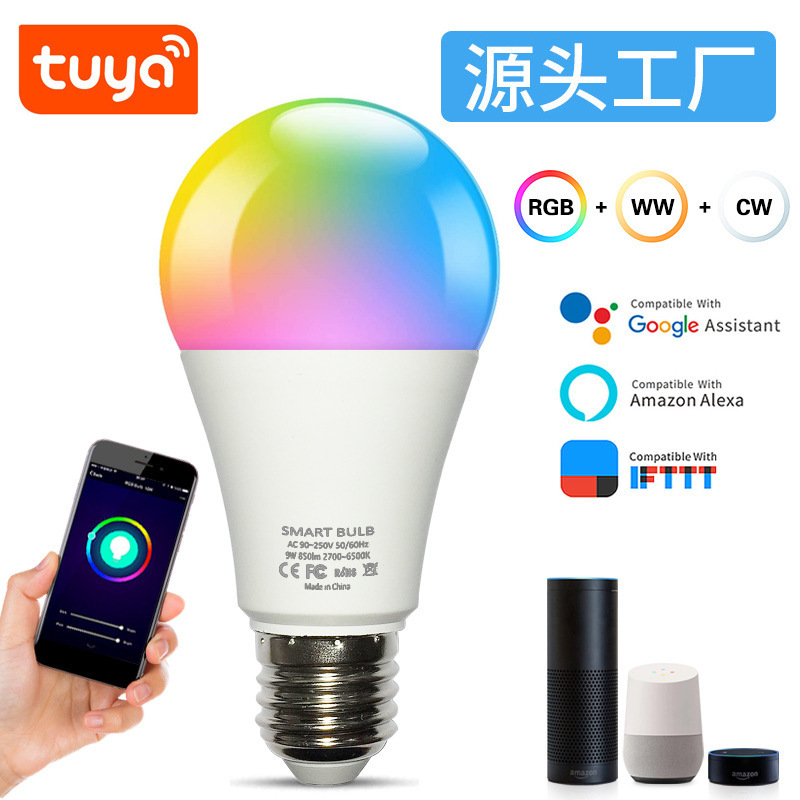 Graffiti WiFi smart bulb RGCW five-way dimmable color palette support Google Alexa smart control