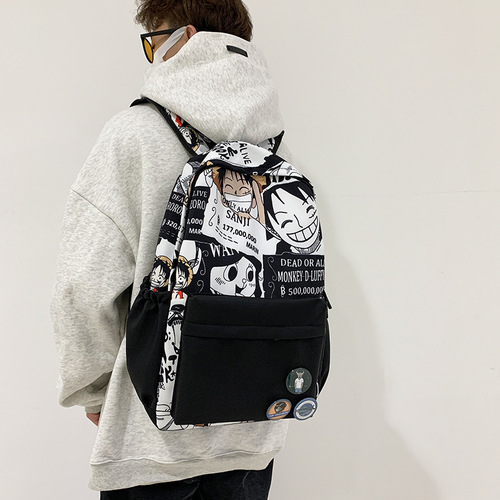 Street Fashion Print Student Backpack Casual Middle/High School Student Bag Trend Brand Print Anime Backpack For Boys and Girls