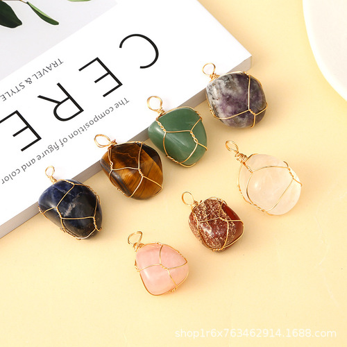Cross-border new product hot-selling color-plated gold wire copper wire stone raw material winding irregular stones handmade wire Amazon