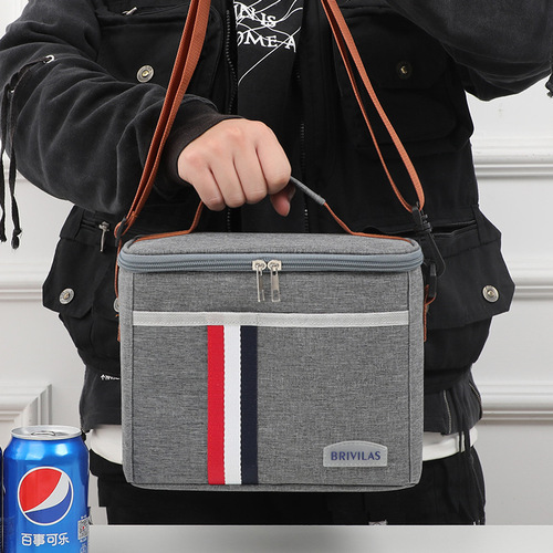 Aluminum foil lunch bag waterproof ice bag portable lunch box bag thickened striped lunch bag insulated bag factory direct sale