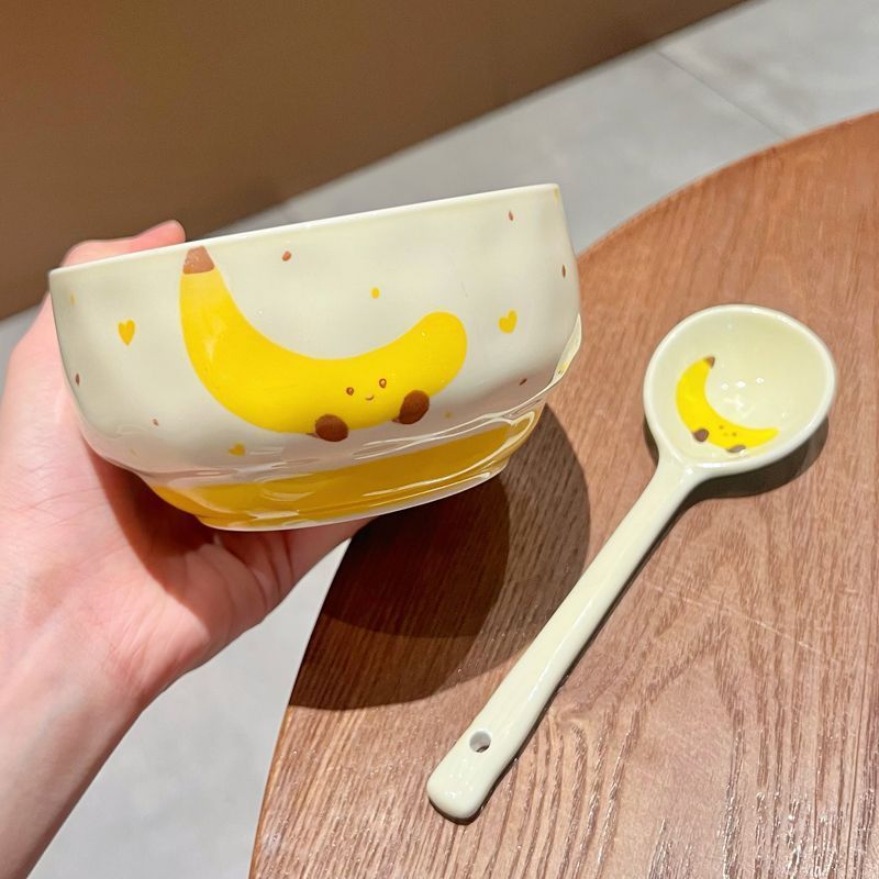 Fruit Croissant 4.65 inches [Banana] Rice Bowl + Exclusive Spoon