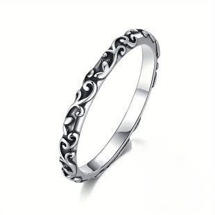 Cao Shi retro carving pattern ring retro do old flower vine ring Europe and the United States cross-border trend ring