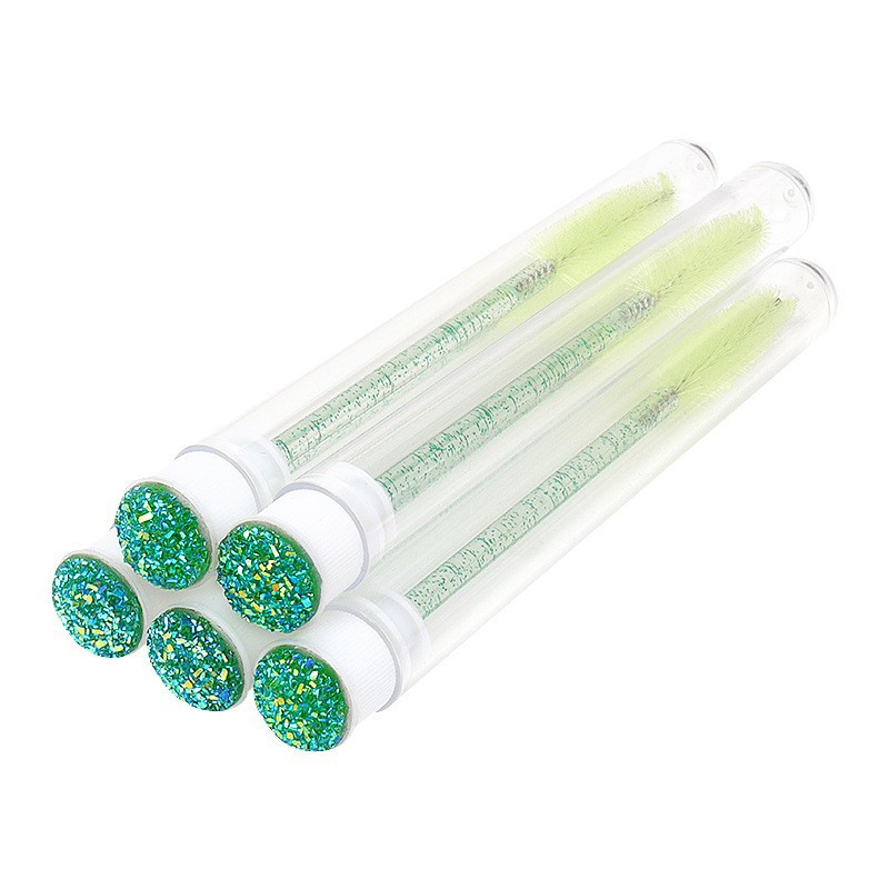 Cepillo para pestañas con tubo perforado, cepillo para pestañas desechable con varilla de cristal, peine para cejas, cepillo para pestañas portátil para maquillaje