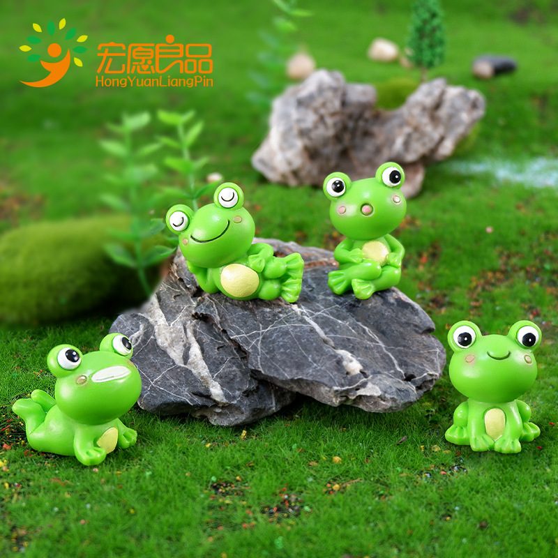 Frog small ornaments resin crafts mini creative gardening landscaping micro landscape decoration accessories simulation animal
