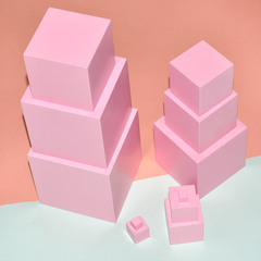 Montessori Early Education Sensory Pink Tower Teaching Aids for Children Montessori Home Kindergarten Baby Early Education Hand Toys