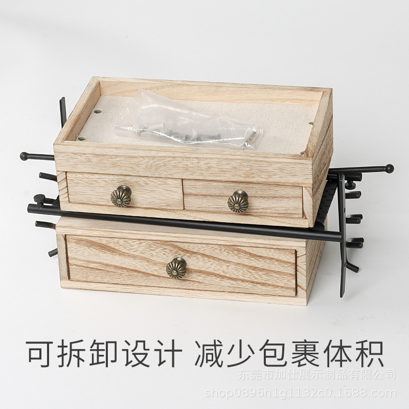 項(xiàng)鏈?zhǔn)宙滐椘冯p層木盒首飾架手串珠寶陳列收納伸縮旋轉(zhuǎn)首飾展示架