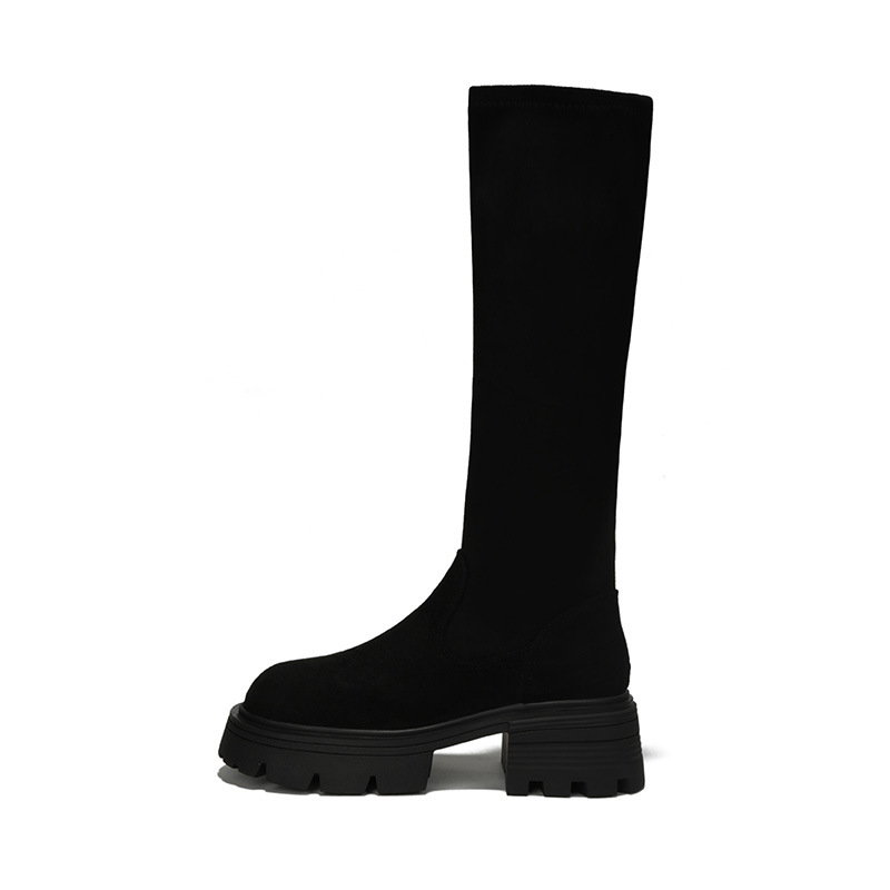 2024 neue Samtstiefel für Damen, Frühling und Herbst, neue Ärmel für Freizeit, Mode, dicke Sohle, hohe Röhre, Plüsch, lange Stiefel für Kinder_voghion.com