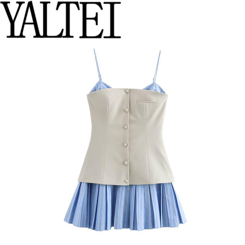 Zar Spring New Women's European and American Style French Design Waist Poplin Splicing Suspender Dress 23041 Zar Spring New Women's European and American Style French Design Waist Poplin Splicing Suspender Dress 23041
