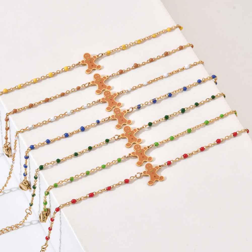 Christmas Beaded Bracelets Snowman Gold Bracelet Holiday Jewelry Gifts for Women Girls Kids Friendship Xmas Party Festive_voghion.com