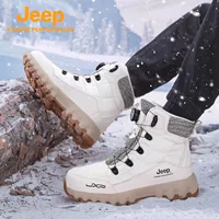 Jeep снежные сапоги мужской зимний новый наружный нескользящий водонепроницаемый плюс бархат утолщенные теплые хлопчатобумажные туфли