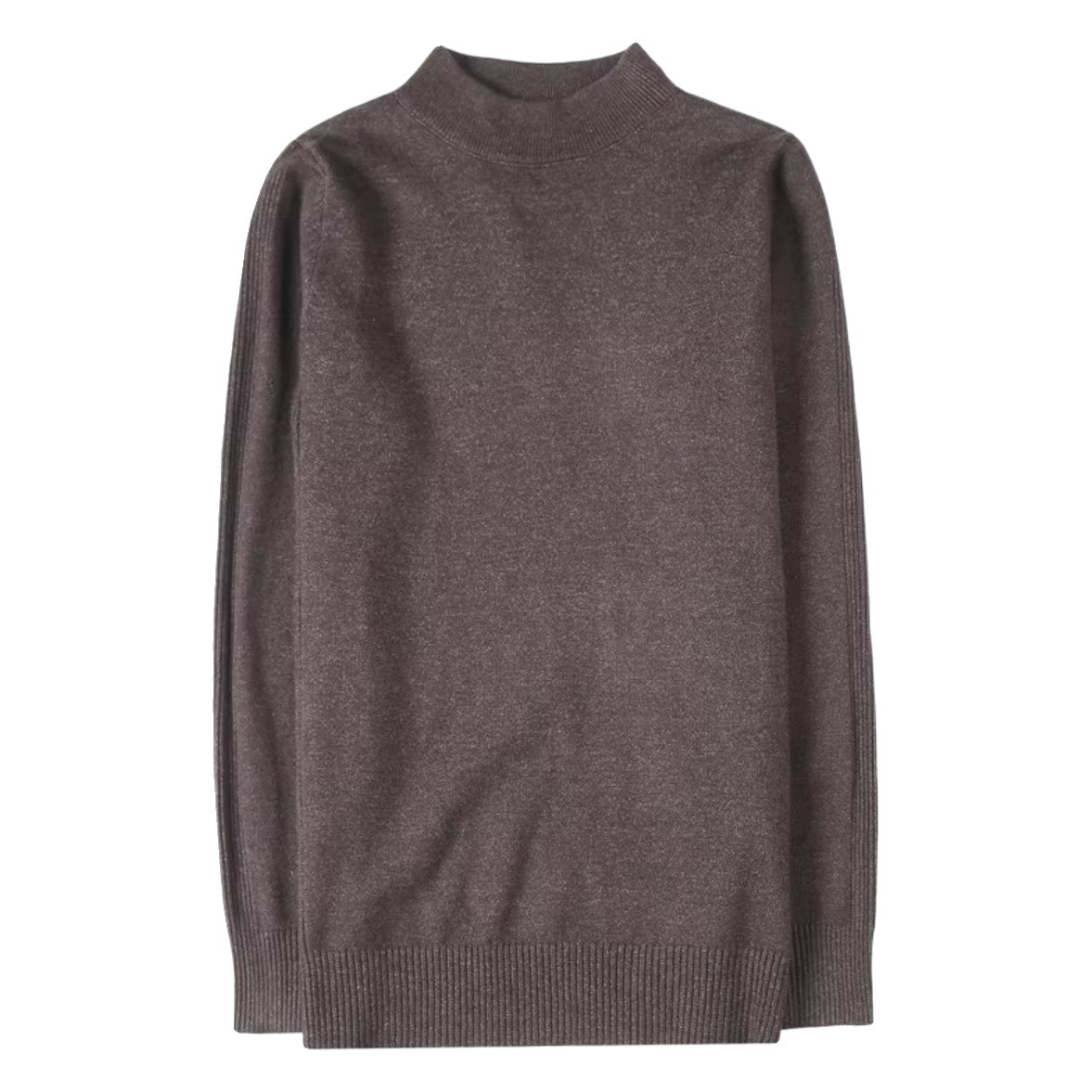 Comercio exterior al por mayor de los hombres a principios de otoño Delgado elástico suéter de Cuello medio SLIM-Fit suéter de rayas de manga de fondo de color sólido