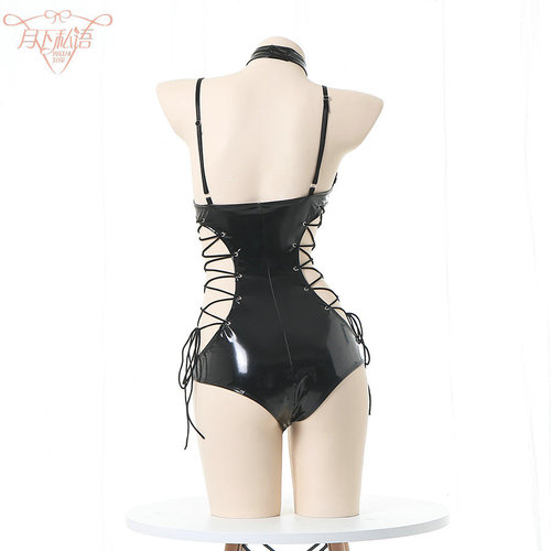 New sexy lingerie SM Nightclub Queen Patent Leather Temptation Bundle Tease Sexy Tight Uniform Cosplay Female