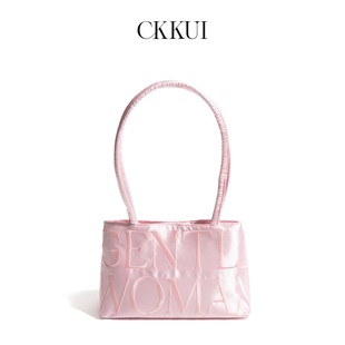 Ckkui Thai Trendy Brand Gw Satin Letter Embroidery Shoulder Bag Niche Design Work Commute Bag Underarm Bag