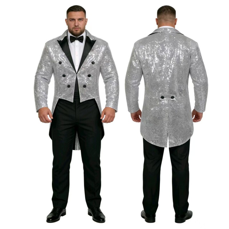 Amazon Cross-Border Foreign Trade Men's Suit Tuxedo Banquet Nightclub Performance Sequin Fashion Design Men's Jacket