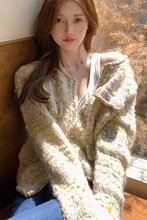 2025秋冬新款小香风盐系小众毛衣女穿搭高级感软糯洋气长袖外套