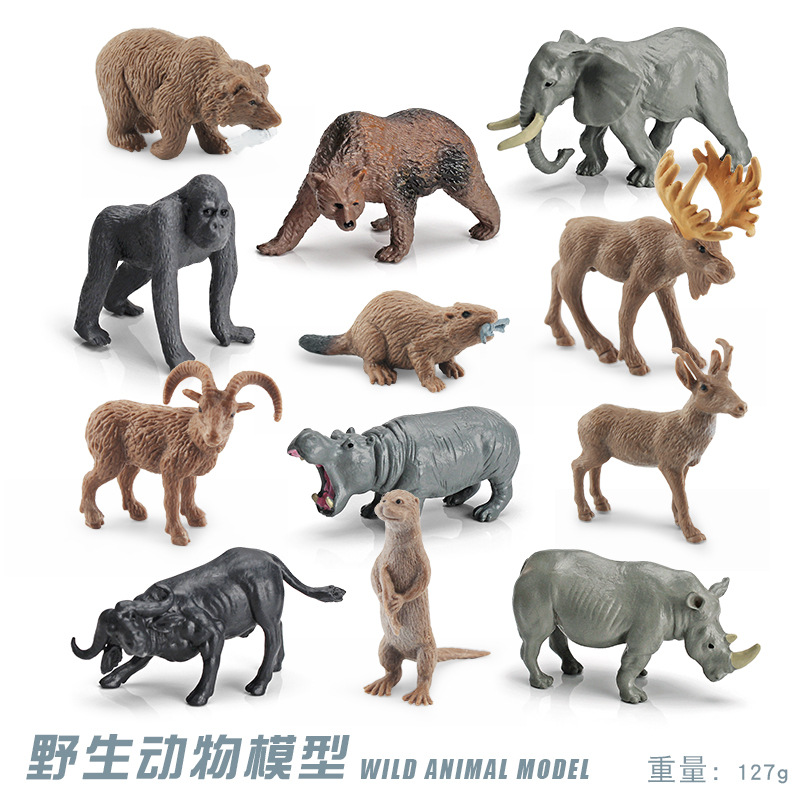 Exportación transfronteriza simulación de bosque modelo de animal cognición alce grizzly cobra camaleón elefante león adornos