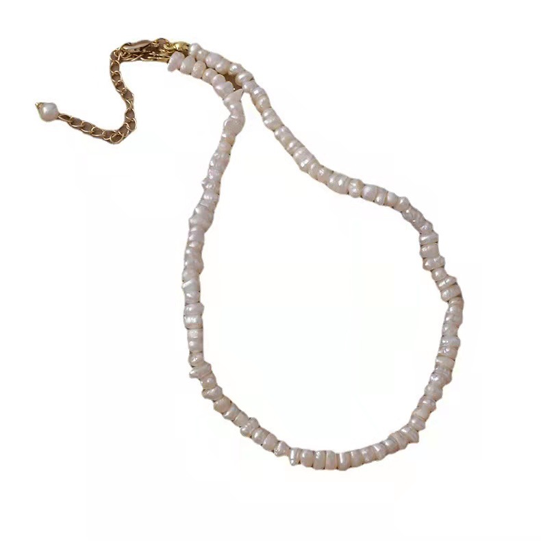 Collier vintage en perles d'eau douce baroque avec zircon_voghion.com