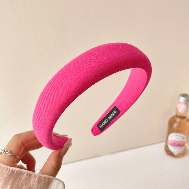 Pink Girl Hairband High Crane Top Headband 2025 nuevo estilo de alto nivel antideslizante de lavado de la cara red rojo amplio borde tarjeta de cabello