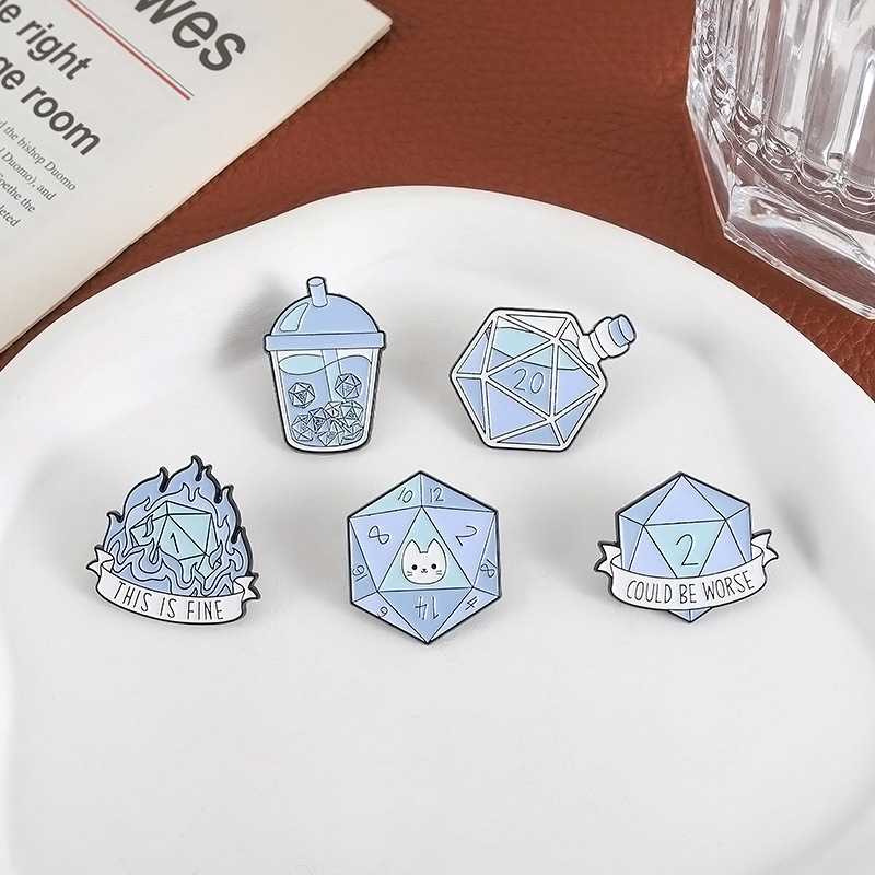 Comic Style Dice Underground with Dragons Versatile Anime Film and Television Peripheral Metal Brooch Clothing Accessories Exquisite Badges