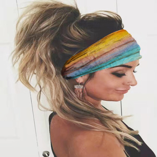 Amazon Rainbow Sports Hair Band Wholesale Sweat Absorbing Anti-sweat Hair Scarf Fitness Headband Yoga Hair Band Headband Wholesale