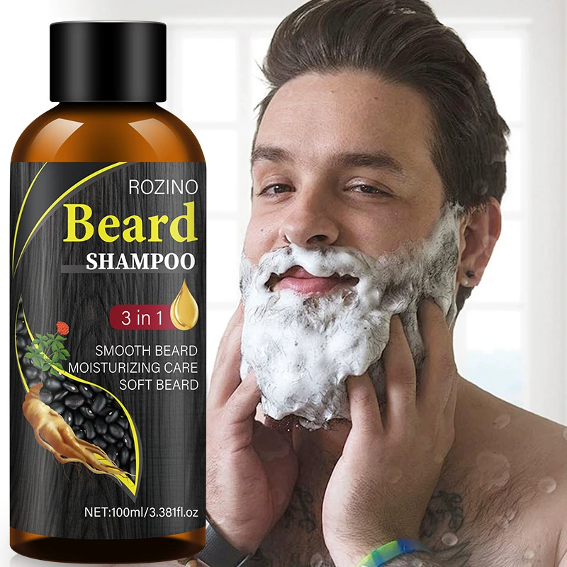 Эксклюзивная трансграничная распродажа шампуня для глубокого очищения, освежения, контроля жирности и питания бороды с экстрактом женьшеня и черной фасоли оптом.