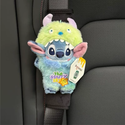 Authentic Toothless and Stitch Seat belt shoulder pad - authentic-gradient-monster-standing-stitch-black-shoulder-cover