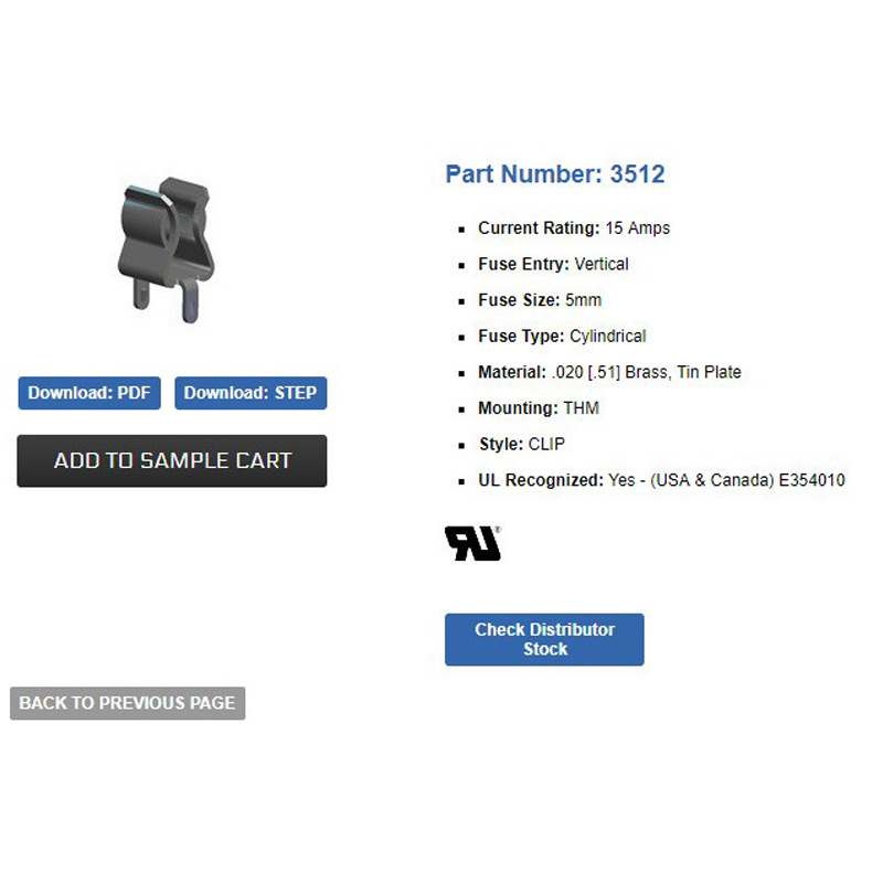 KEYSTONE面板安装保险丝座 PCB安装保险丝座 汽车保险丝座 3512