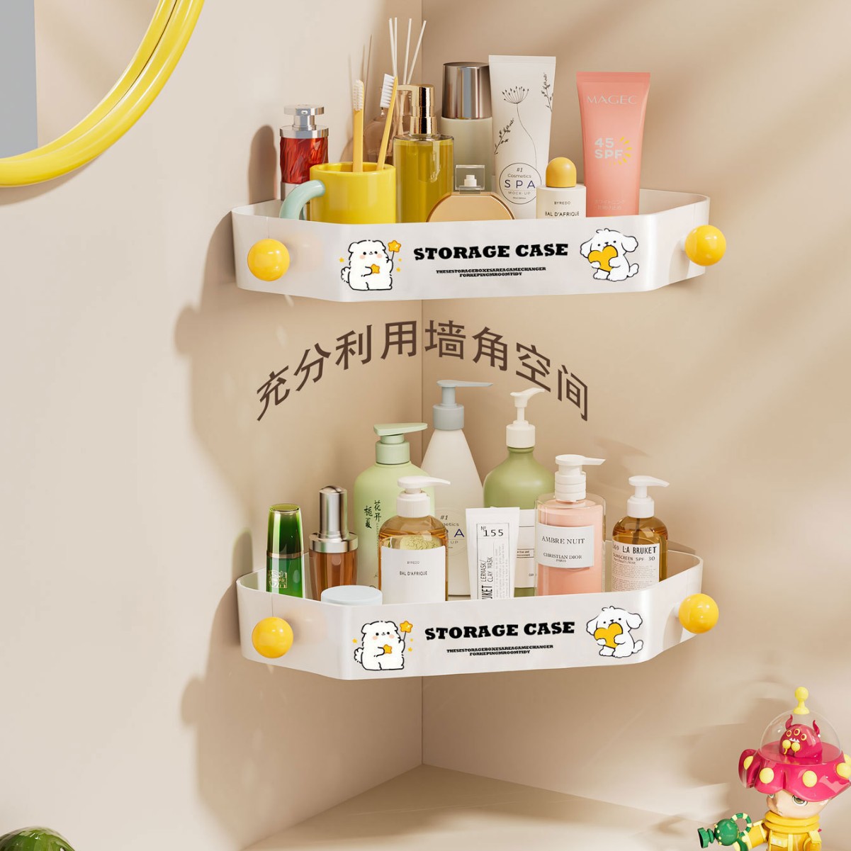 Baño estante ventosa inodoro sin perforación triángulo de pared inodoro lavabo rack de almacenamiento en la pared