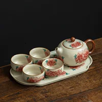 Ru Kiln Peony Xishi Pot чайный набор: чайник; чайник+2 чашки; чайник+2 чашки+поднос; чайник+4 чашки+поднос