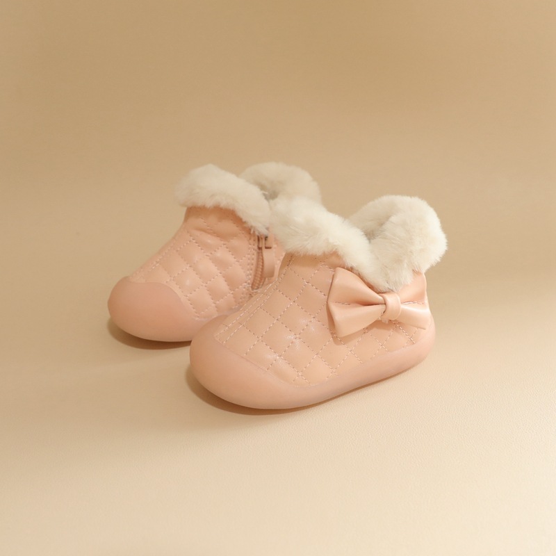 Fuchsia insulated winter low boots with bow girl's for early age