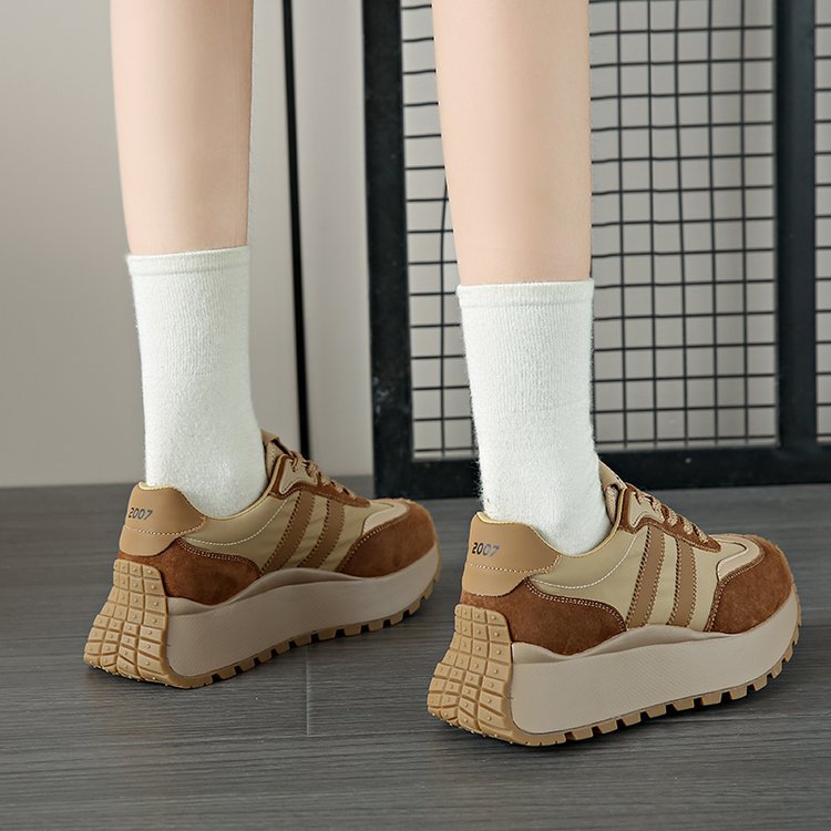 Forrest Gump Shoes Women's New Thick Sole Shoes Popular Women's Leather Heightening Retro Maillard Sports Women's Shoes_voghion.com