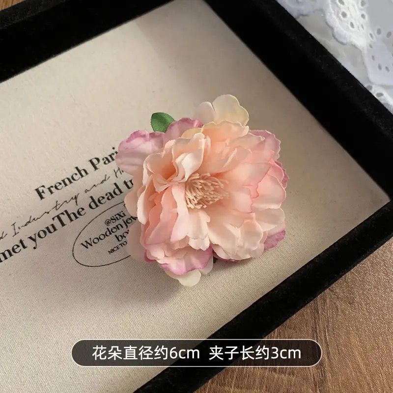 超仙唯美玫瑰花发饰仿真花夹海边度假风抓夹拍照绝美半扎发鲨鱼夹|undefined
