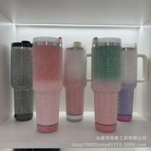 跨境新款现货40音响贴钻汽车杯镶钻蓝牙便携真空大容量冰霸杯