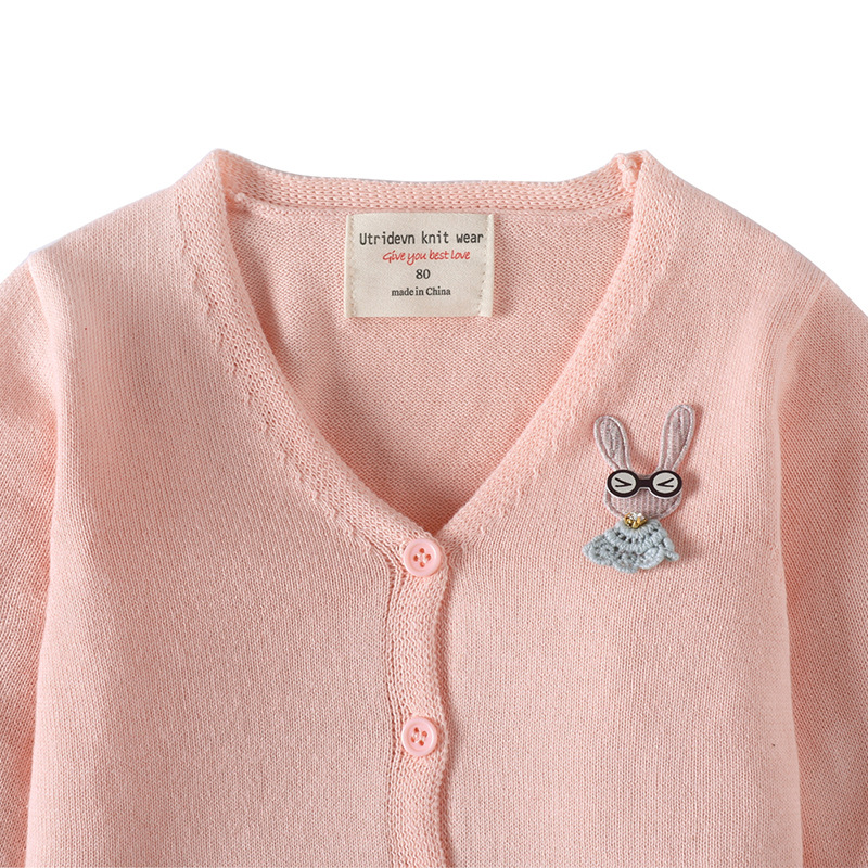 2023 primavera y otoño estilo coreano oreja de madera cuello en V punto cardigan abrigo de algodón chal niños suéter de bebé cardigan