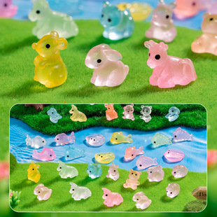 Cartoon Micro-Landscape Luminous Cute Little Animals Mixed Resin DIY Blind Bag Small Accessories Desktop Decoration Small Ornaments