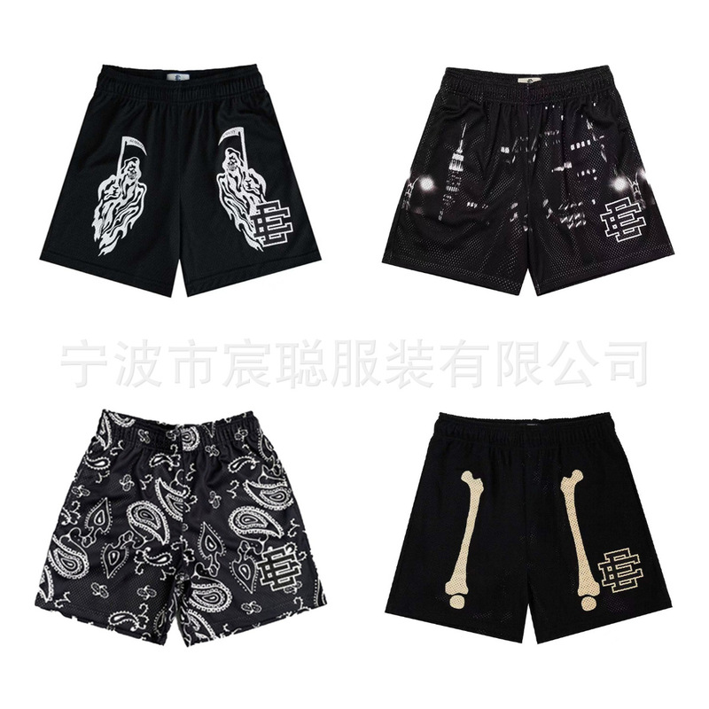 Cross-Border Eric Emanuel Ee Shorts Shorts for Men and Women Trendy Brand Mesh Quick-Drying Sports Basketball Quarter Pants