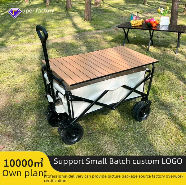 Camping Cart, Outdoor Stall Folding Camping Sofa Cart, Can Seat People, Portable Picnic and Grocery Shopping Trolley