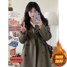 现货毛呢外套女小个子新款秋冬季高级感韩系加厚正肩呢子大衣