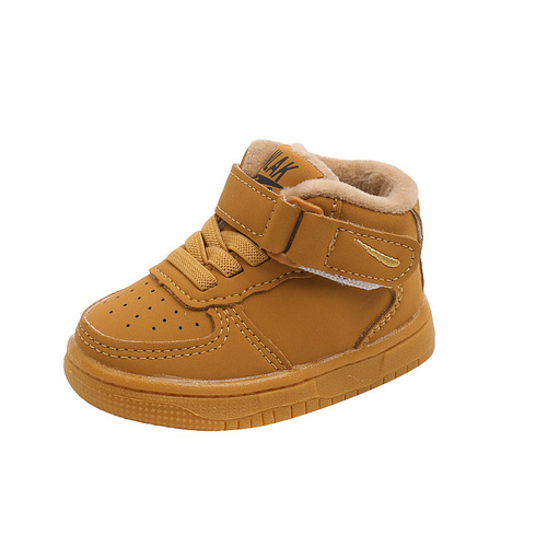 Warm children's sports shoes for boys and girls casual sneakers  winter new mid-top baby cotton shoes toddler shoes