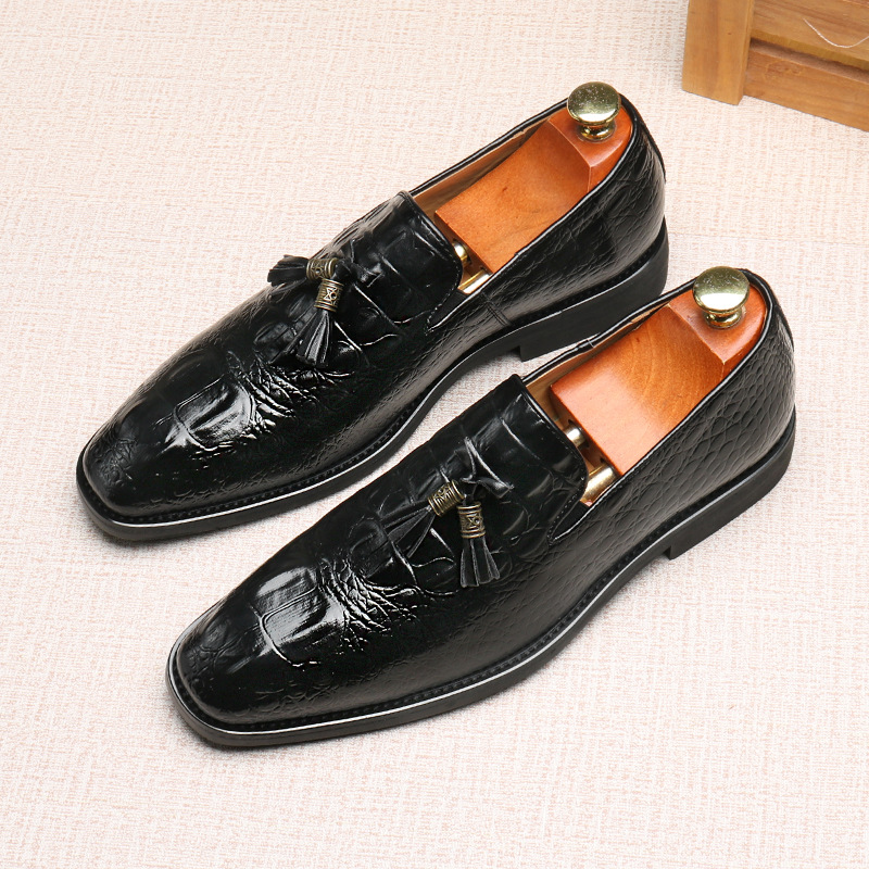 Men's slip-on loafers new business leather shoes with fringe shoes_vogvips.com