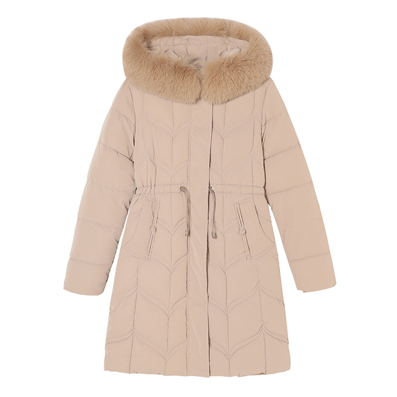 Europa invierno ropa de algodón plumón de mujer de estilo largo coreano cintura gruesa chaqueta de algodón nuevo abrigo de algodón gran cuello de cabello de moda image 5