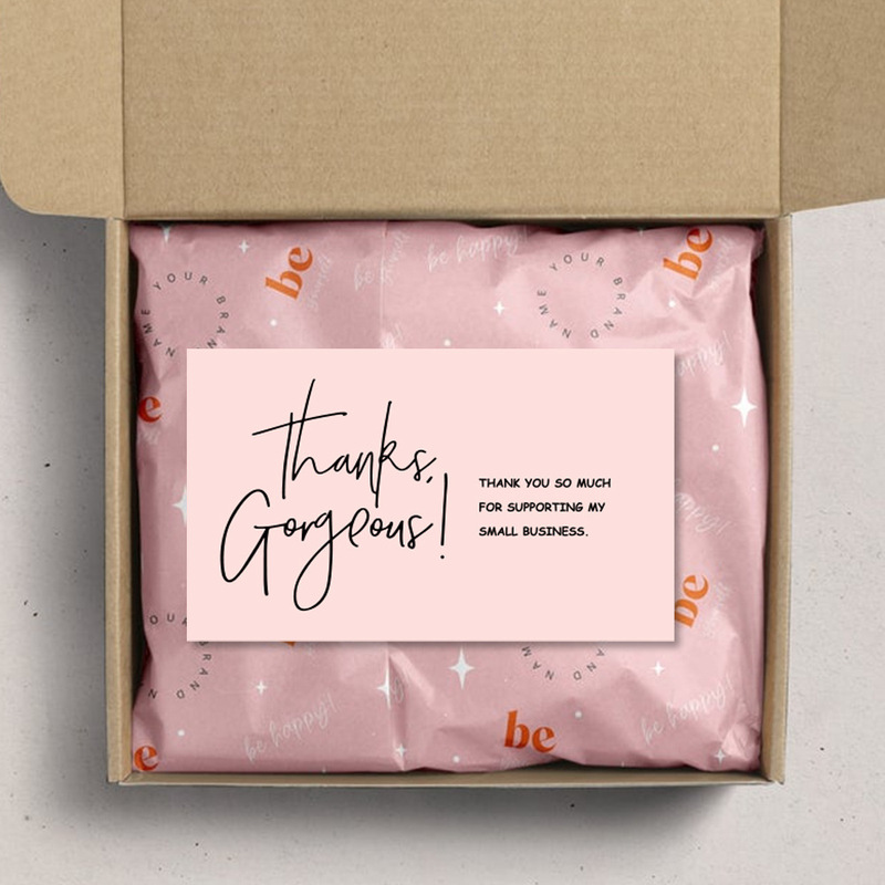 Amazon cross-border wholesale pink thank you card coated paper card thank you gift card packaging card