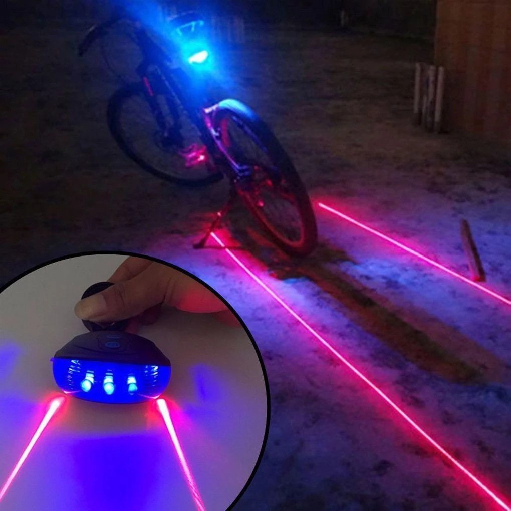 Bicycle Laser Tail Light 5LED Parallel Line Laser Flashlight Outdoor Cycling Portable Warning Light