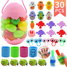新品亚马逊复活节彩蛋填充篮子兔子玩具套装塑料开口扭蛋惊喜鸡蛋