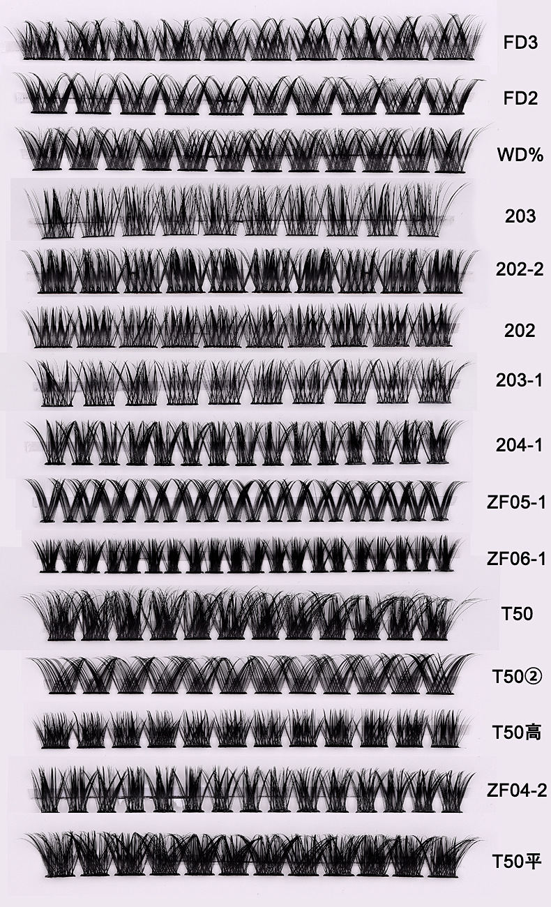 New foreign trade high-molecular self-adhesive false eyelash set without glue or removal for lazy people, thick and curled single cluster self-adhesive eyelash set undefined
